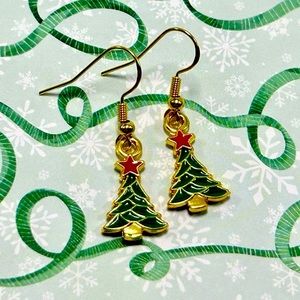 Handmade 18K Gold Christmas Tree Earrings!